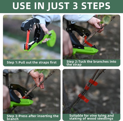 Plant Tying Machine, Lightweight Plant Tying Tape Tool to Tie Up Vine Quickly, Tie Tapener Gun with Tapes and Staples Green
