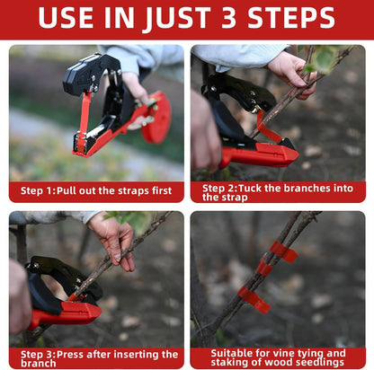 Plant Tying Machine, Lightweight Plant Tying Tape Tool to Tie Up Vine Quickly, Tie Tapener Gun with Tapes and Staples Green