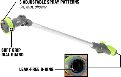Garden Nozzle - 3-Pattern Adjustable Watering Wand 28", NFZG70, ZillaGreen™