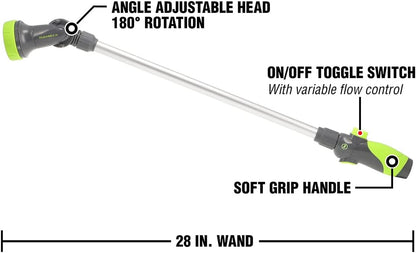 Garden Nozzle - 3-Pattern Adjustable Watering Wand 28", NFZG70, ZillaGreen™