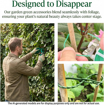 Plant Binding and Clip Set, Green, 31 Pieces, with Twist Ties, Support Clips and Plant Ties for Tomato, Grape Vines and Vegetable Plants
