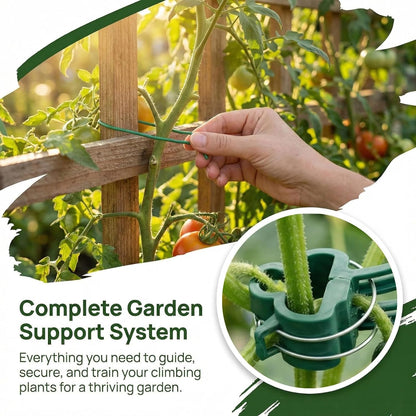 Plant Binding and Clip Set, Green, 31 Pieces, with Twist Ties, Support Clips and Plant Ties for Tomato, Grape Vines and Vegetable Plants