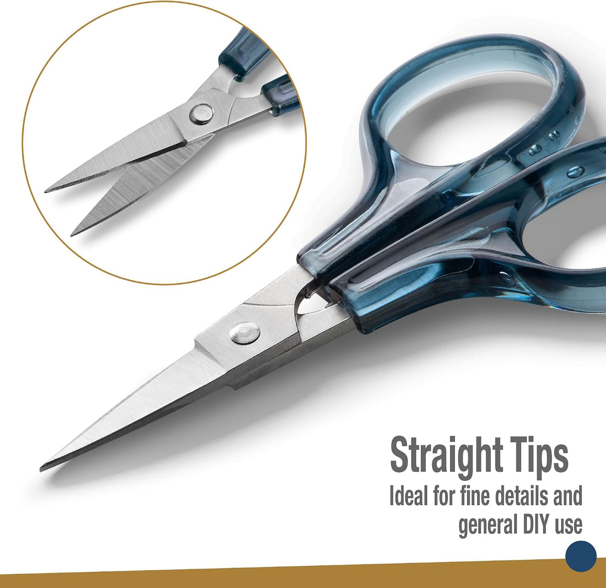 Detail Craft Scissors Set (2 pcs) Curved and Straight, Sharp, Compact | Sewing, Embroidery, Paper Cutting, Crafting | Stainless Steel | Protective Cover (Blue&Pink)