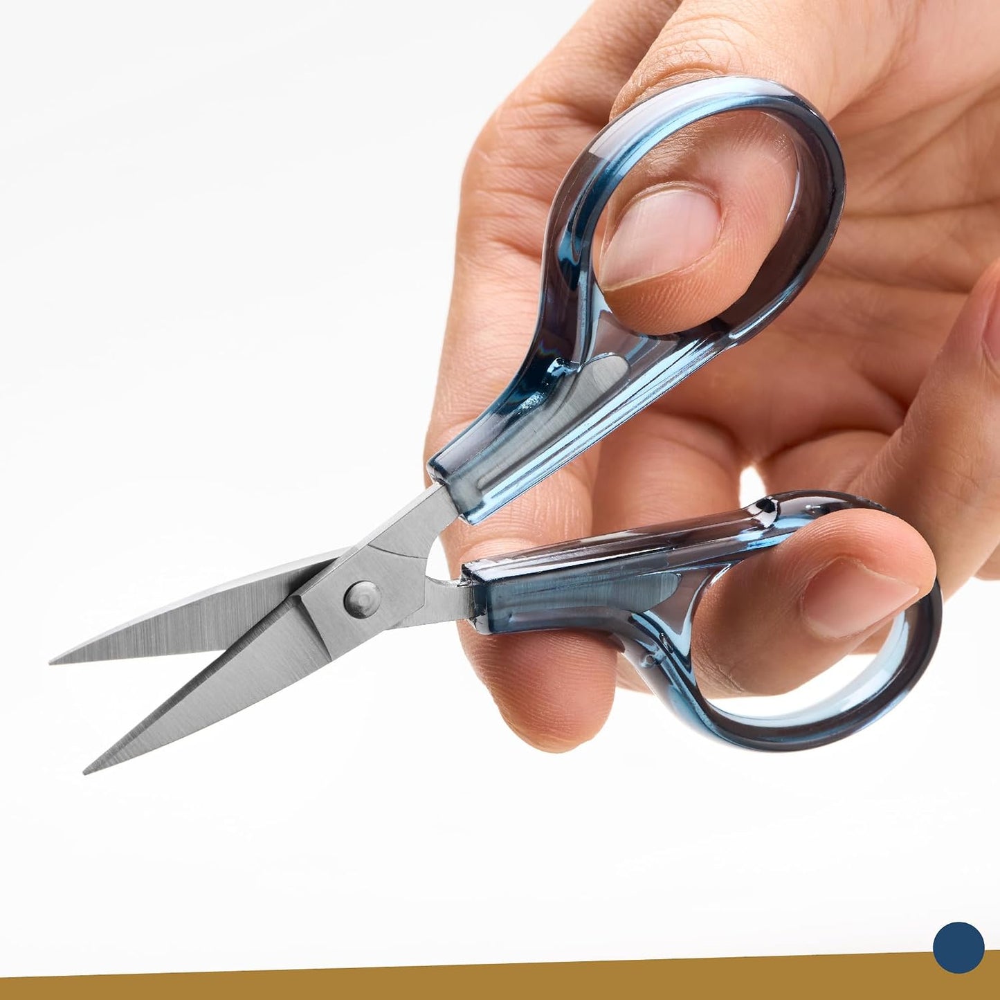 Detail Craft Scissors Set (2 pcs) Curved and Straight, Sharp, Compact | Sewing, Embroidery, Paper Cutting, Crafting | Stainless Steel | Protective Cover (Blue&Pink)