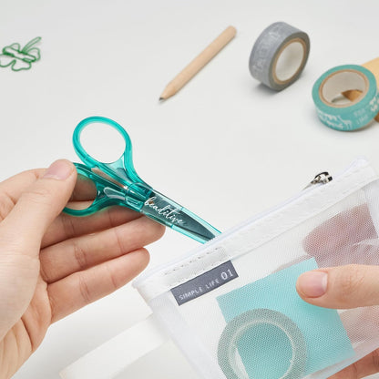 Detail Craft Scissors Set (2 pcs) Curved and Straight, Sharp, Compact | Sewing, Embroidery, Paper Cutting, Crafting | Stainless Steel | Protective Cover (Blue&Pink)
