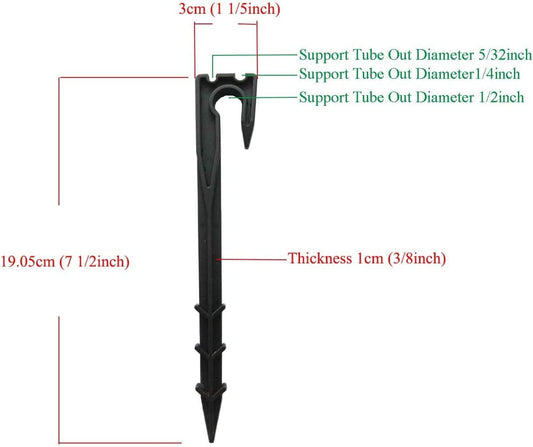 28PCS Soaker Hose Stakes Garden Hose Stake Hose Holder Stake Hose Guide Stake Water Hose Stake1/2inch 1/4inch 5/32inch Black