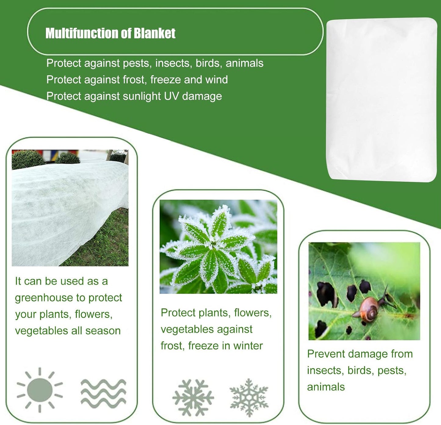 Plant Cover Cloth for Winter Heat Preservation, Cold Protection, Moisturizing, and Floating Row Blankets, Plant Covers Freeze Protection, Frost Cloth Cover(3m*9m-White)