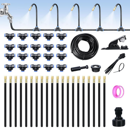 65FT Drip Irrigation Kit Plant Watering System Quick-Connect Micro Misting kit for Greenhouse Blank Distribution Tubing DIY Automatic Irrigation Equipment Set for Garden