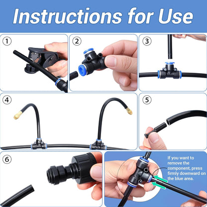 65FT Drip Irrigation Kit Plant Watering System Quick-Connect Micro Misting kit for Greenhouse Blank Distribution Tubing DIY Automatic Irrigation Equipment Set for Garden