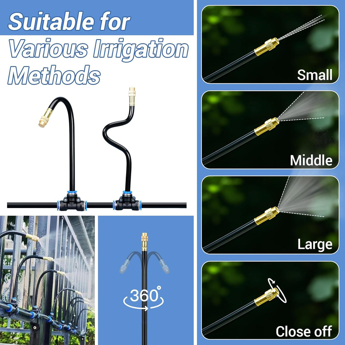 65FT Drip Irrigation Kit Plant Watering System Quick-Connect Micro Misting kit for Greenhouse Blank Distribution Tubing DIY Automatic Irrigation Equipment Set for Garden