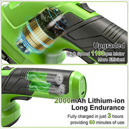Cordless Grass Shear & Shrubbery Trimmer, 2-in-1 Handheld Hedge Trimmer, 7.2V Electric Grass Trimmer with USB Charger and 2.0Ah Battery, Lightweight & Portable Grass Shear for Garden Yard Lawn