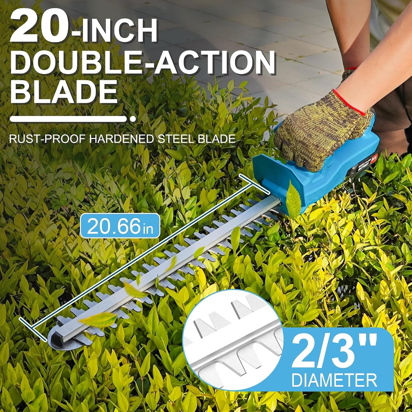 Cordless Grass Shear & Shrubbery Trimmer, 2-in-1 Handheld Hedge Trimmer, 7.2V Electric Grass Trimmer with USB Charger and 2.0Ah Battery, Lightweight & Portable Grass Shear for Garden Yard Lawn