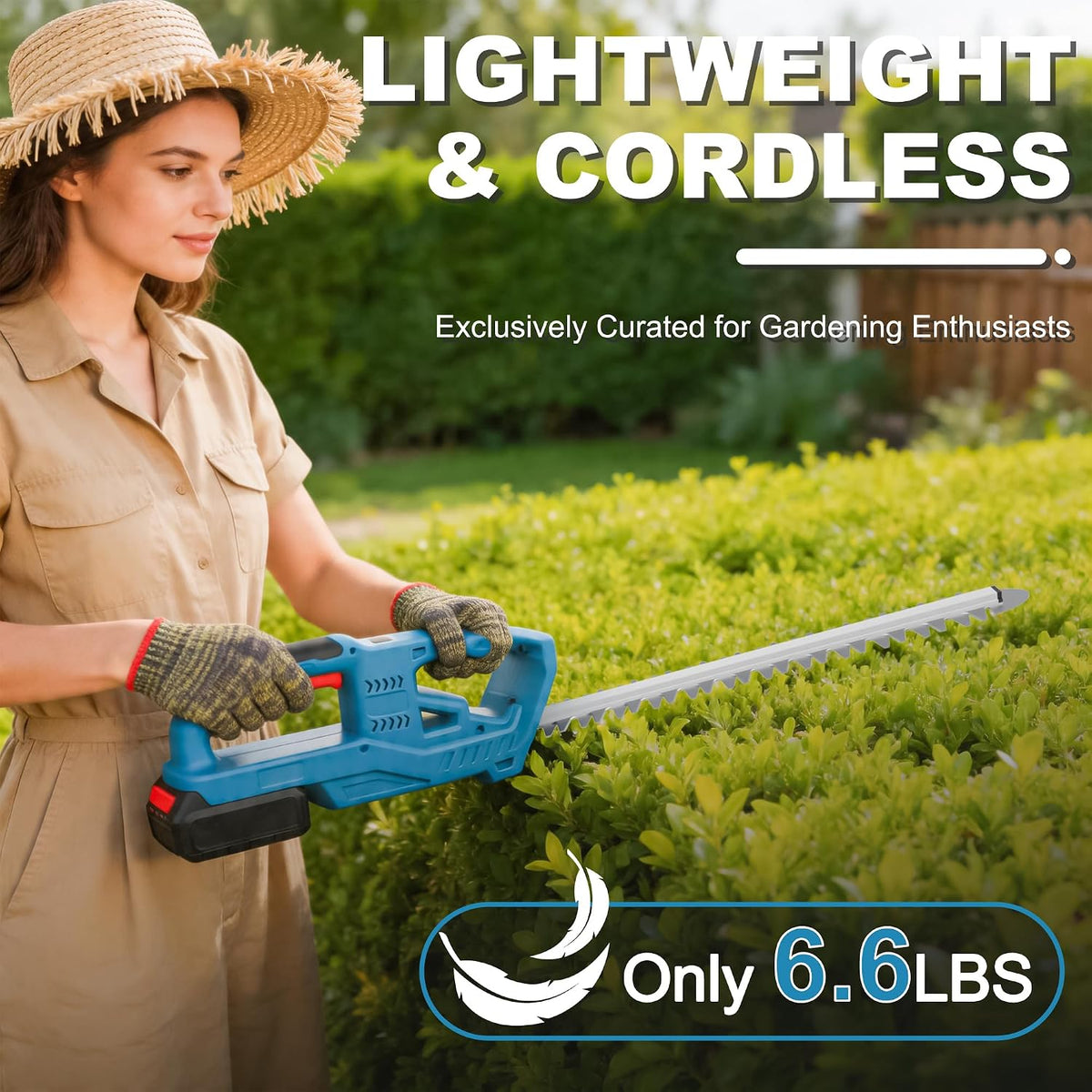 Cordless Grass Shear & Shrubbery Trimmer, 2-in-1 Handheld Hedge Trimmer, 7.2V Electric Grass Trimmer with USB Charger and 2.0Ah Battery, Lightweight & Portable Grass Shear for Garden Yard Lawn
