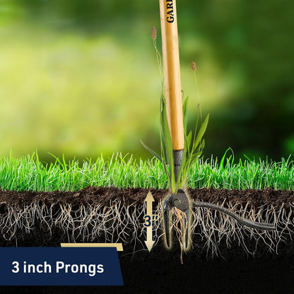 Stand Up Weed Puller Tool with Long Handle - 45.6” Ergonomic Weeder Puller - Cast Steel and Bamboo Weed Remover for Weeding Without Bending or Kneeling - Garden Tools for Gardening by Garret Wade