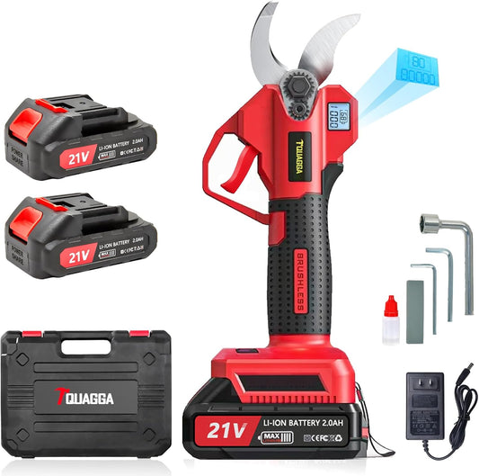 Electric Pruning Shears Cordless 2-in-1 Grafting Tool Kit, 3 Replaceable Cut Blades (Ω/U/V), 2×2000mAh Batteries, LCD Display Power Grafting Tool for Tree Branch Garden (shear)