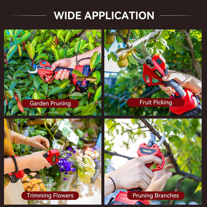 Electric Pruning Shears Cordless 2-in-1 Grafting Tool Kit, 3 Replaceable Cut Blades (Ω/U/V), 2×2000mAh Batteries, LCD Display Power Grafting Tool for Tree Branch Garden (shear)
