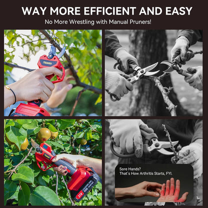 Electric Pruning Shears Cordless 2-in-1 Grafting Tool Kit, 3 Replaceable Cut Blades (Ω/U/V), 2×2000mAh Batteries, LCD Display Power Grafting Tool for Tree Branch Garden (shear)