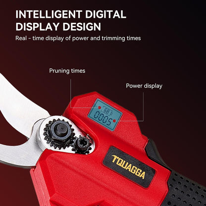 Electric Pruning Shears Cordless 2-in-1 Grafting Tool Kit, 3 Replaceable Cut Blades (Ω/U/V), 2×2000mAh Batteries, LCD Display Power Grafting Tool for Tree Branch Garden (shear)