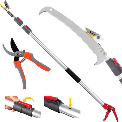 10FT Telescoping Pole Saw with Pruner, Extendable Tree Trimmer