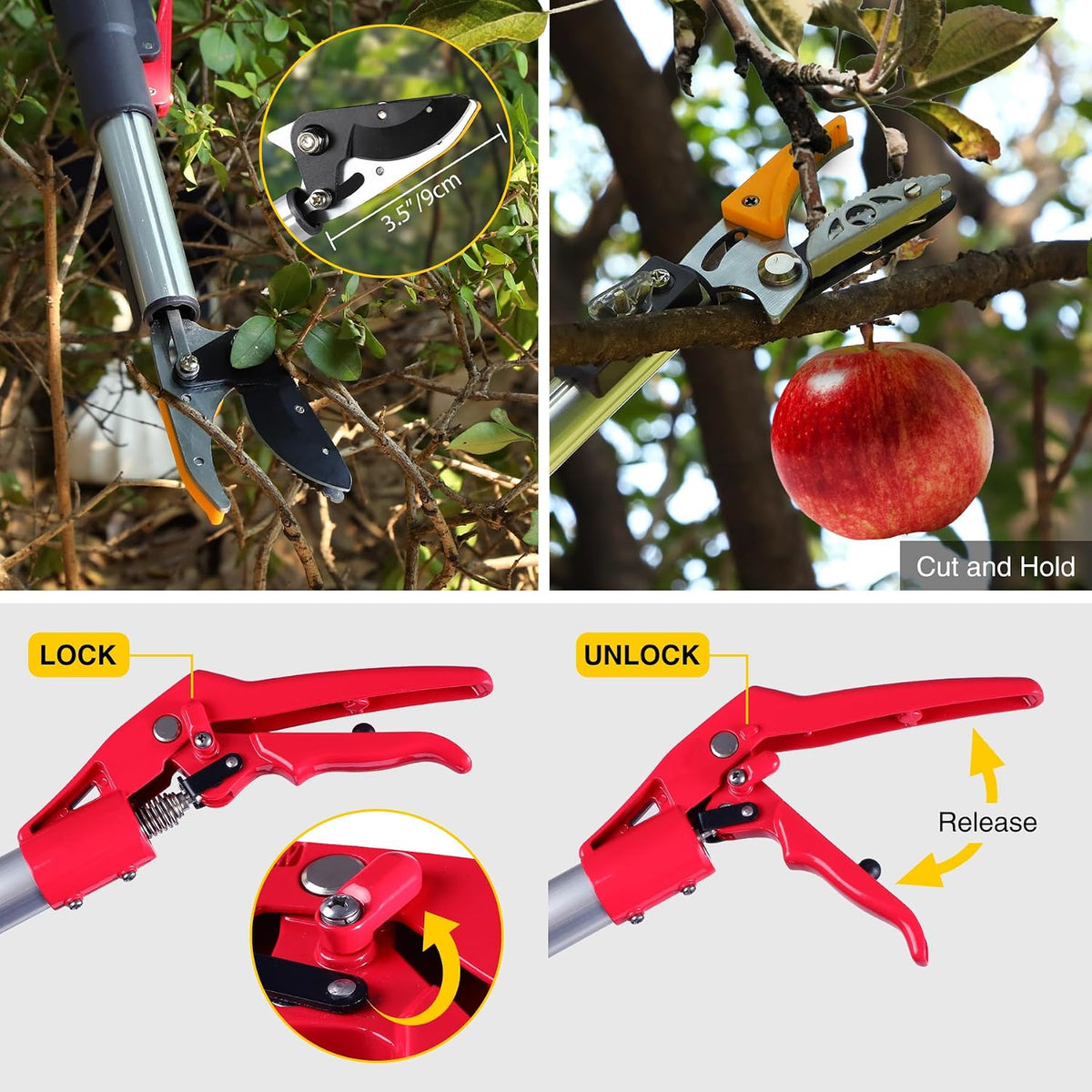 10FT Telescoping Pole Saw with Pruner, Extendable Tree Trimmer