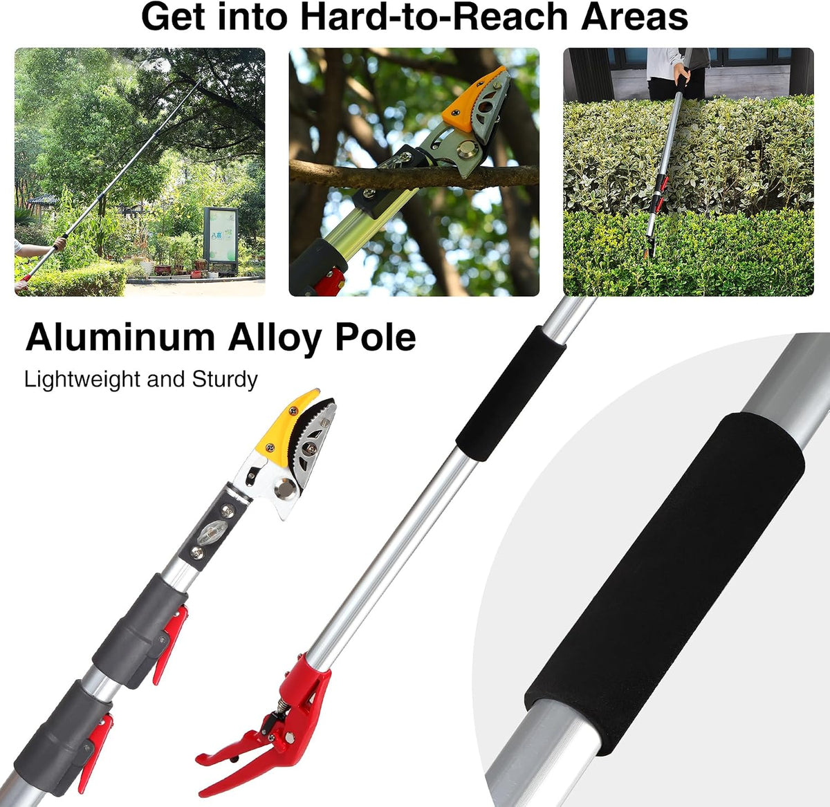 10FT Telescoping Pole Saw with Pruner, Extendable Tree Trimmer