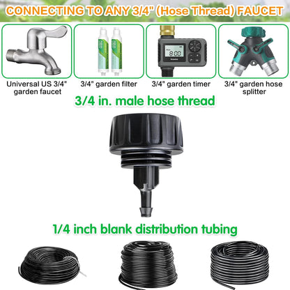 250 Pcs Drip Irrigation Fittings Kit for 1/4" Tubing： 1/4 Inch Drip Irrigation Barbed Connectors (Nozzles, Nozzle Tees, Single Barbs, Couplings, Tees, Elbows, Plugs, Crosses) for Garden Systems