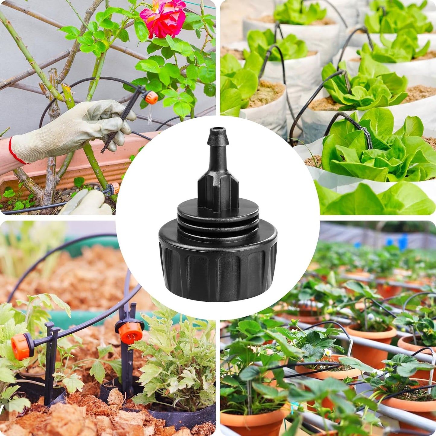 250 Pcs Drip Irrigation Fittings Kit for 1/4" Tubing： 1/4 Inch Drip Irrigation Barbed Connectors (Nozzles, Nozzle Tees, Single Barbs, Couplings, Tees, Elbows, Plugs, Crosses) for Garden Systems