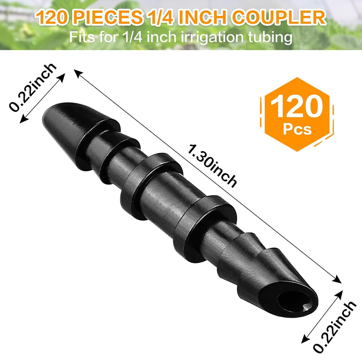 250 Pcs Drip Irrigation Fittings Kit for 1/4" Tubing： 1/4 Inch Drip Irrigation Barbed Connectors (Nozzles, Nozzle Tees, Single Barbs, Couplings, Tees, Elbows, Plugs, Crosses) for Garden Systems
