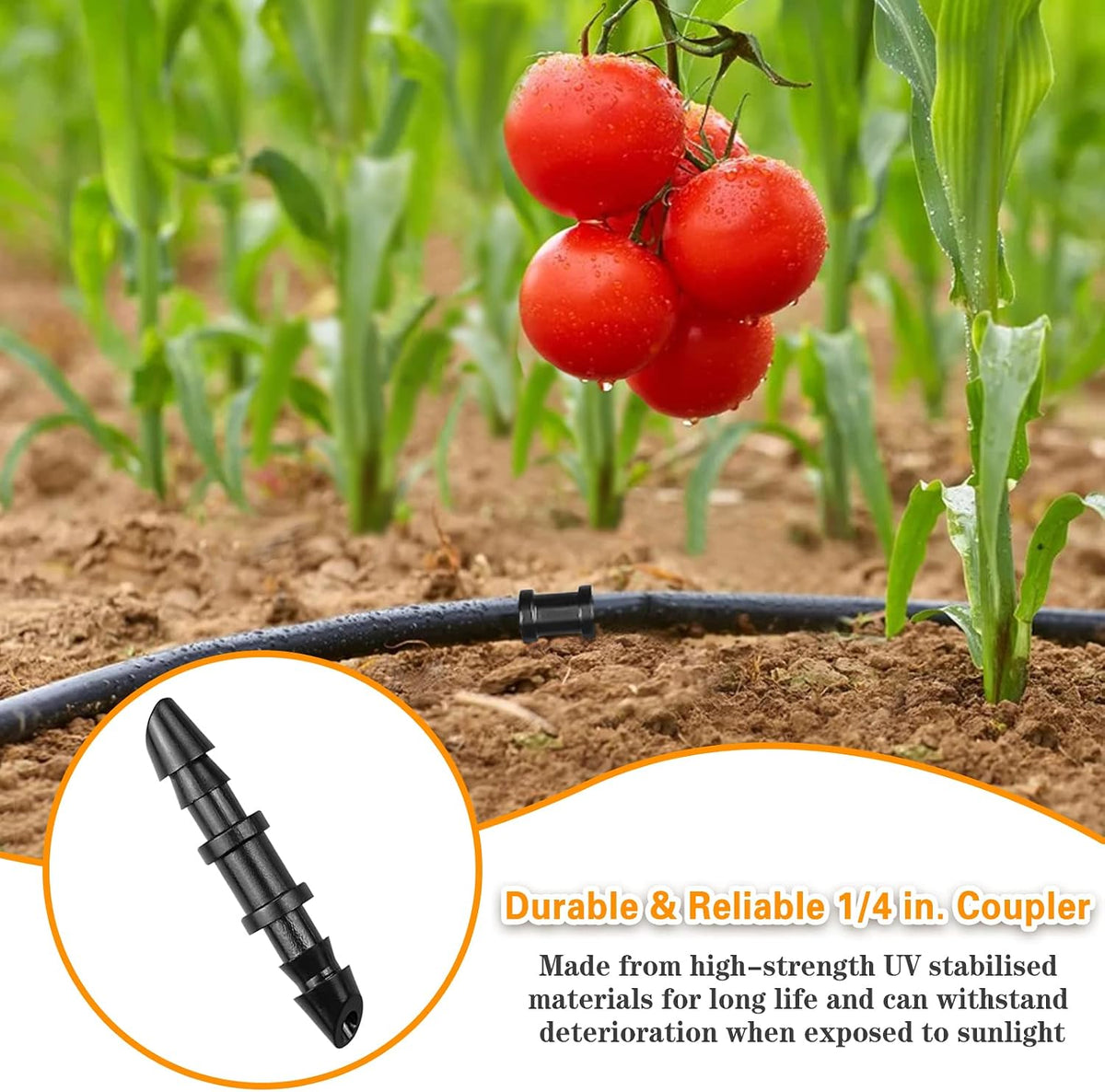 250 Pcs Drip Irrigation Fittings Kit for 1/4" Tubing： 1/4 Inch Drip Irrigation Barbed Connectors (Nozzles, Nozzle Tees, Single Barbs, Couplings, Tees, Elbows, Plugs, Crosses) for Garden Systems