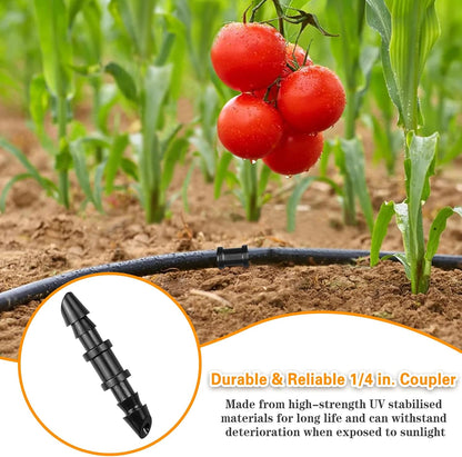 250 Pcs Drip Irrigation Fittings Kit for 1/4" Tubing： 1/4 Inch Drip Irrigation Barbed Connectors (Nozzles, Nozzle Tees, Single Barbs, Couplings, Tees, Elbows, Plugs, Crosses) for Garden Systems