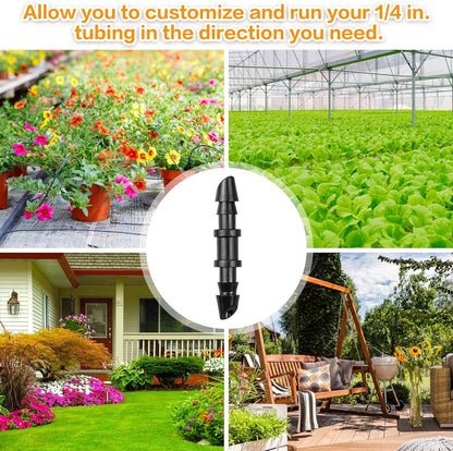 250 Pcs Drip Irrigation Fittings Kit for 1/4" Tubing： 1/4 Inch Drip Irrigation Barbed Connectors (Nozzles, Nozzle Tees, Single Barbs, Couplings, Tees, Elbows, Plugs, Crosses) for Garden Systems