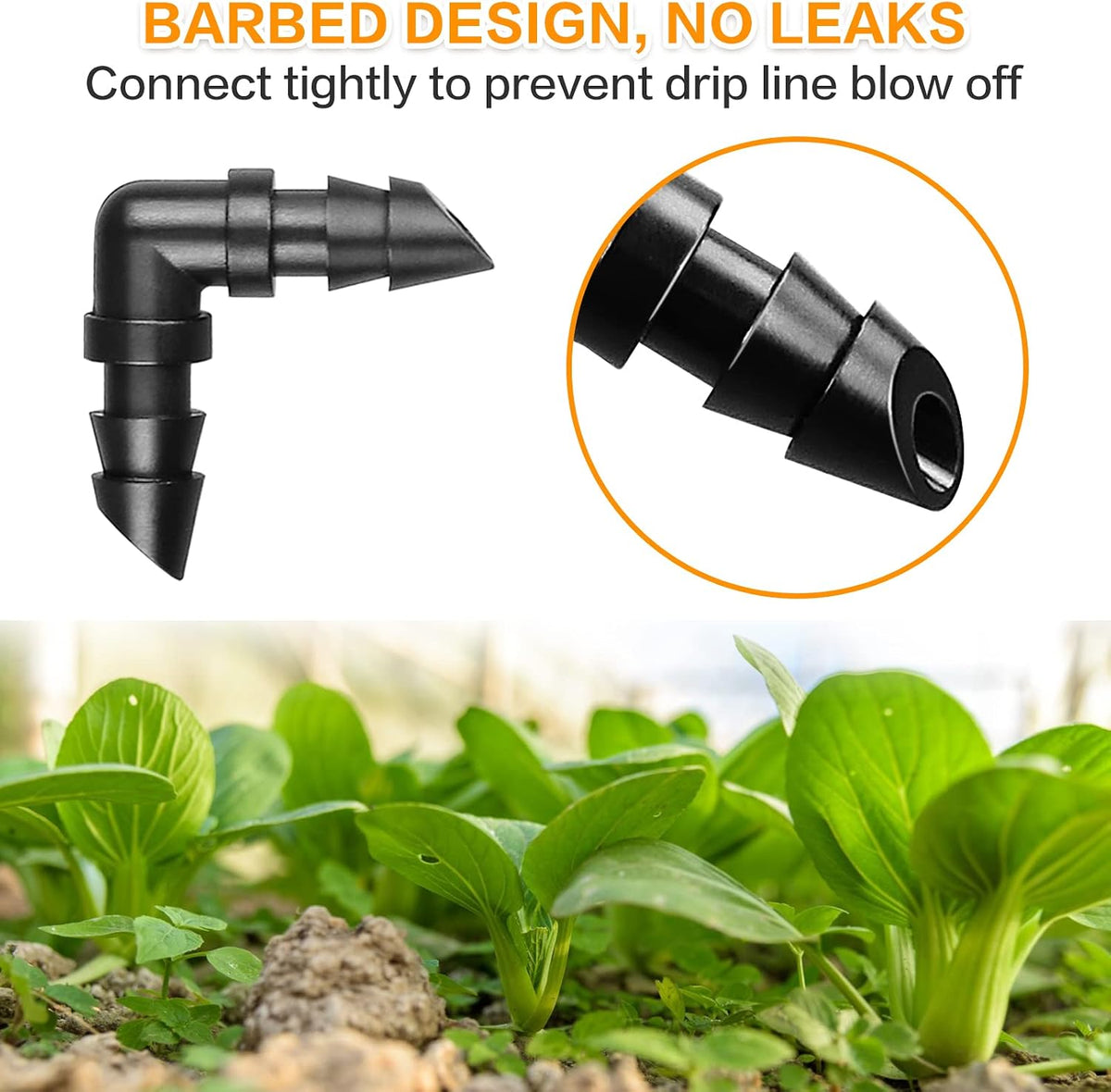 250 Pcs Drip Irrigation Fittings Kit for 1/4" Tubing： 1/4 Inch Drip Irrigation Barbed Connectors (Nozzles, Nozzle Tees, Single Barbs, Couplings, Tees, Elbows, Plugs, Crosses) for Garden Systems