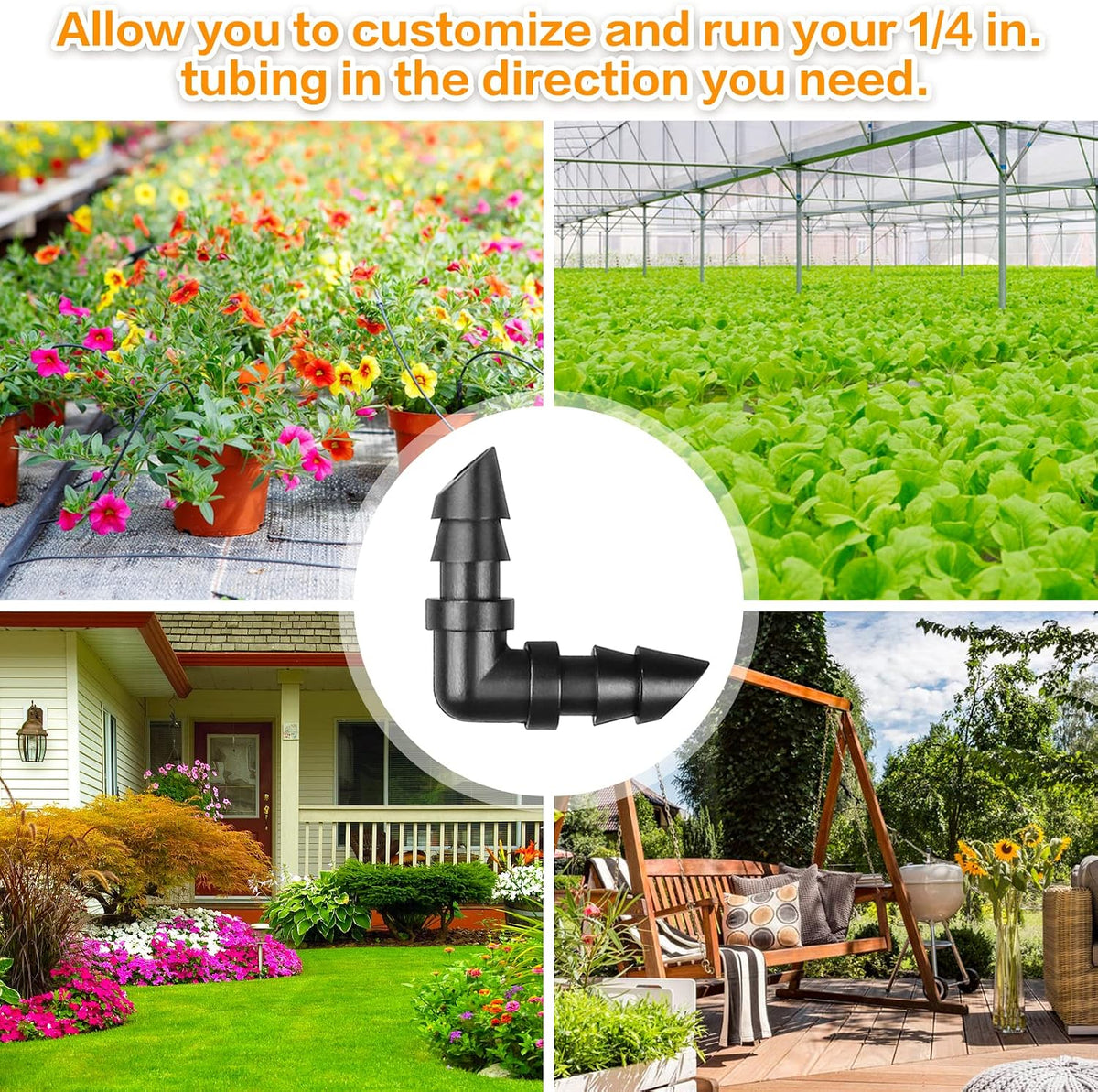 250 Pcs Drip Irrigation Fittings Kit for 1/4" Tubing： 1/4 Inch Drip Irrigation Barbed Connectors (Nozzles, Nozzle Tees, Single Barbs, Couplings, Tees, Elbows, Plugs, Crosses) for Garden Systems