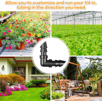 250 Pcs Drip Irrigation Fittings Kit for 1/4" Tubing： 1/4 Inch Drip Irrigation Barbed Connectors (Nozzles, Nozzle Tees, Single Barbs, Couplings, Tees, Elbows, Plugs, Crosses) for Garden Systems