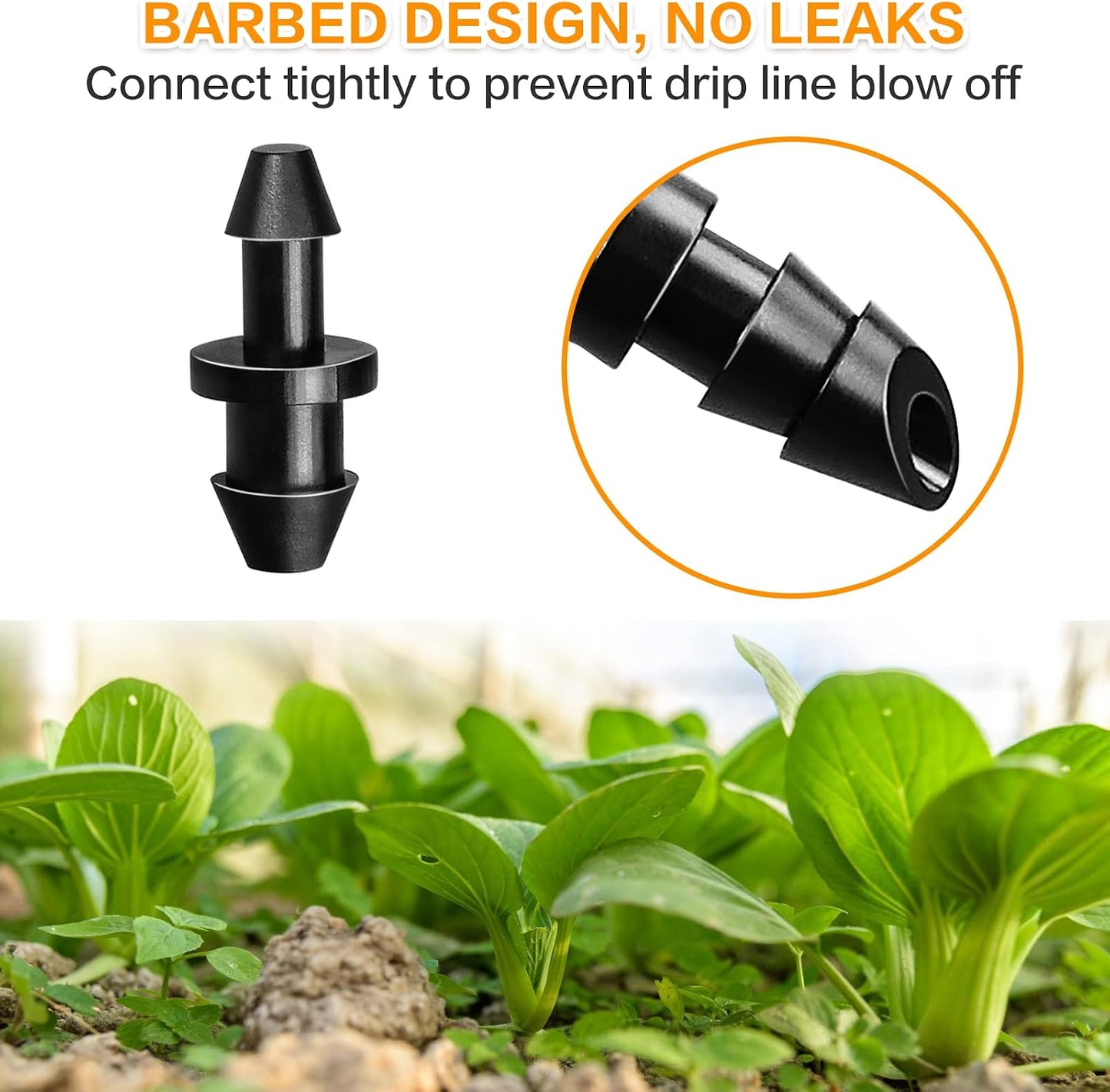 250 Pcs Drip Irrigation Fittings Kit for 1/4" Tubing： 1/4 Inch Drip Irrigation Barbed Connectors (Nozzles, Nozzle Tees, Single Barbs, Couplings, Tees, Elbows, Plugs, Crosses) for Garden Systems