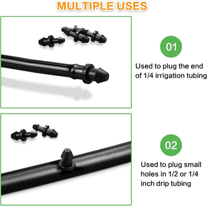 250 Pcs Drip Irrigation Fittings Kit for 1/4" Tubing： 1/4 Inch Drip Irrigation Barbed Connectors (Nozzles, Nozzle Tees, Single Barbs, Couplings, Tees, Elbows, Plugs, Crosses) for Garden Systems