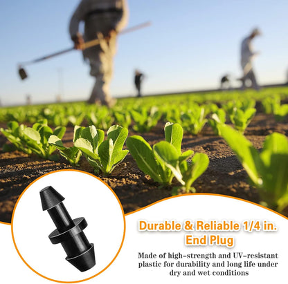 250 Pcs Drip Irrigation Fittings Kit for 1/4" Tubing： 1/4 Inch Drip Irrigation Barbed Connectors (Nozzles, Nozzle Tees, Single Barbs, Couplings, Tees, Elbows, Plugs, Crosses) for Garden Systems