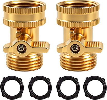 Brass Garden Hose Shut Off Valve, 4 Pack Heavy Duty 3/4 Inch Solid Brass Garden Hose Shut Off Valve with 4 Extra Rubber Washers