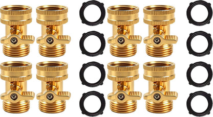 Brass Garden Hose Shut Off Valve, 4 Pack Heavy Duty 3/4 Inch Solid Brass Garden Hose Shut Off Valve with 4 Extra Rubber Washers