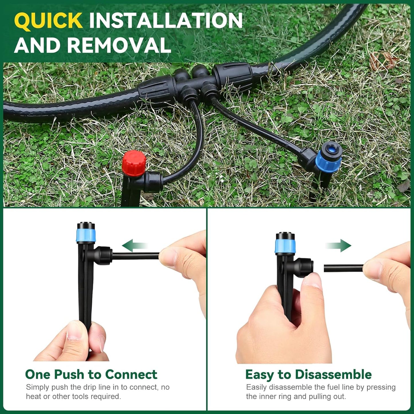 Drip Irrigation System for Garden, 2026-Upgraded Quick Connect Garden Watering Kit All-in-One with 1/2 inch 1/4 inch Irrigation Tubing for Garden, Lawn, Greenhouse, Raised Beds (233FT)