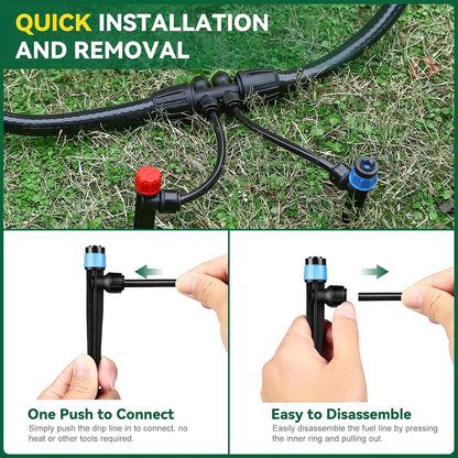 Drip Irrigation System for Garden, 2026-Upgraded Quick Connect Garden Watering Kit All-in-One with 1/2 inch 1/4 inch Irrigation Tubing for Garden, Lawn, Greenhouse, Raised Beds (233FT)