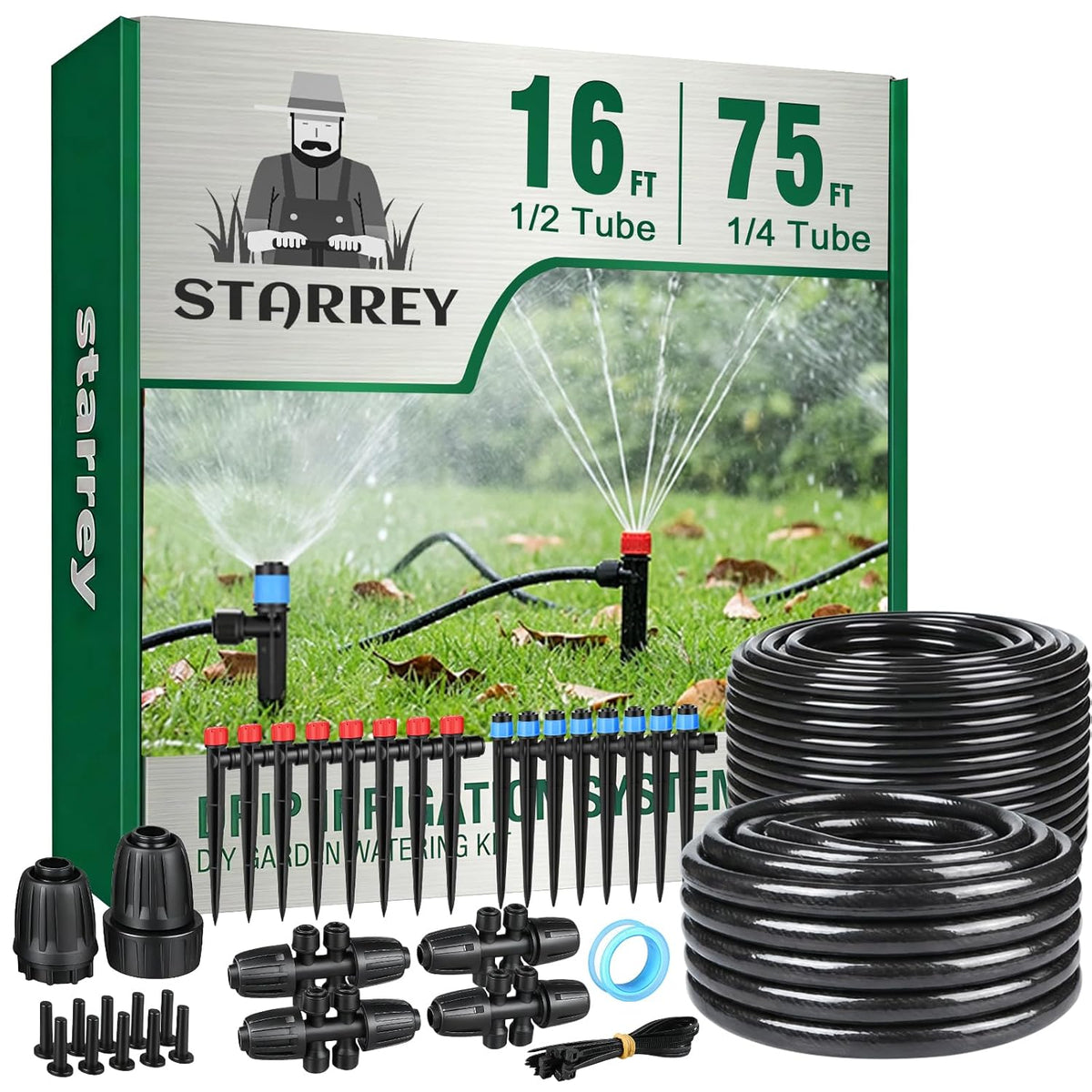 Drip Irrigation System for Garden, 2026-Upgraded Quick Connect Garden Watering Kit All-in-One with 1/2 inch 1/4 inch Irrigation Tubing for Garden, Lawn, Greenhouse, Raised Beds (233FT)