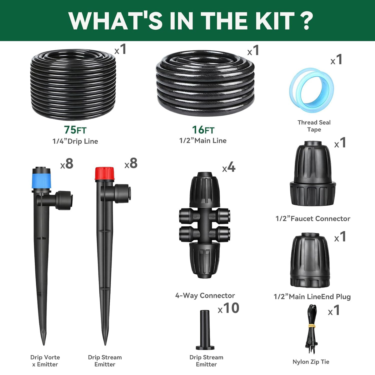 Drip Irrigation System for Garden, 2026-Upgraded Quick Connect Garden Watering Kit All-in-One with 1/2 inch 1/4 inch Irrigation Tubing for Garden, Lawn, Greenhouse, Raised Beds (233FT)