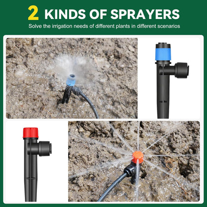 Drip Irrigation System for Garden, 2026-Upgraded Quick Connect Garden Watering Kit All-in-One with 1/2 inch 1/4 inch Irrigation Tubing for Garden, Lawn, Greenhouse, Raised Beds (233FT)