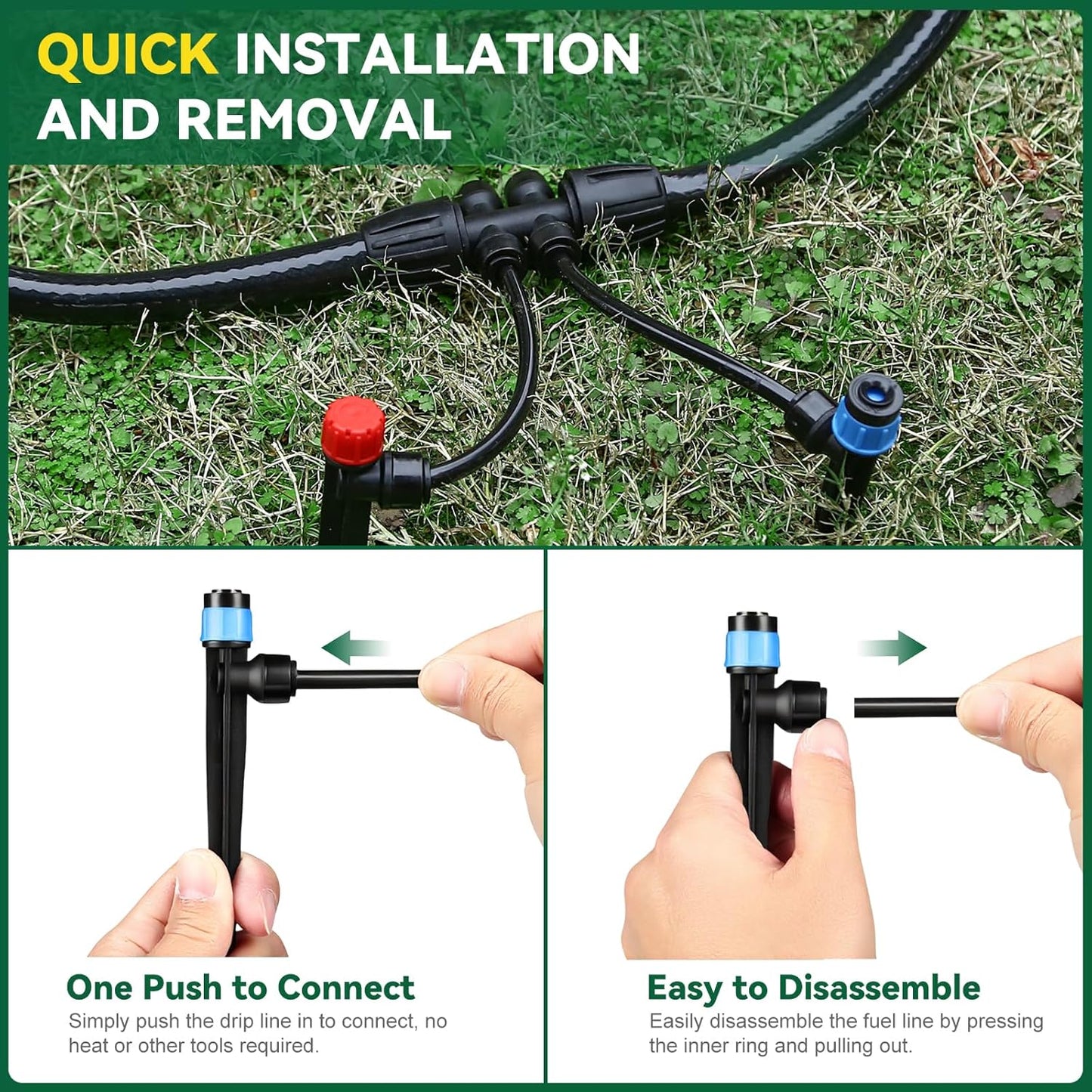 Drip Irrigation System for Garden, 2026-Upgraded Quick Connect Garden Watering Kit All-in-One with 1/2 inch 1/4 inch Irrigation Tubing for Garden, Lawn, Greenhouse, Raised Beds (233FT)