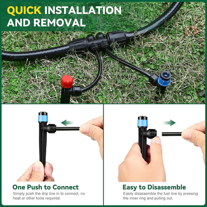 Drip Irrigation System for Garden, 2026-Upgraded Quick Connect Garden Watering Kit All-in-One with 1/2 inch 1/4 inch Irrigation Tubing for Garden, Lawn, Greenhouse, Raised Beds (233FT)