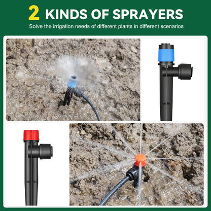 Drip Irrigation System for Garden, 2026-Upgraded Quick Connect Garden Watering Kit All-in-One with 1/2 inch 1/4 inch Irrigation Tubing for Garden, Lawn, Greenhouse, Raised Beds (233FT)