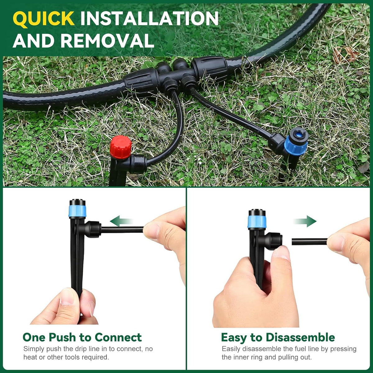 Drip Irrigation System for Garden, 2026-Upgraded Quick Connect Garden Watering Kit All-in-One with 1/2 inch 1/4 inch Irrigation Tubing for Garden, Lawn, Greenhouse, Raised Beds (233FT)