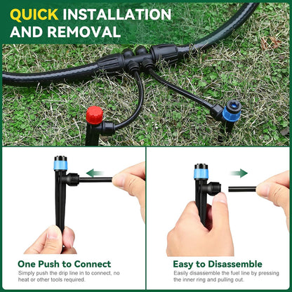 Drip Irrigation System for Garden, 2026-Upgraded Quick Connect Garden Watering Kit All-in-One with 1/2 inch 1/4 inch Irrigation Tubing for Garden, Lawn, Greenhouse, Raised Beds (233FT)