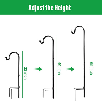 4 Pack 65 Inch Adjustable Shepherd Hook for Garden Decor